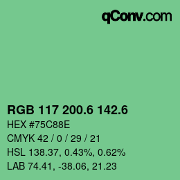 カラーコード: RGB 117 200.6 142.6 | qconv.com