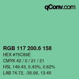 カラーコード: RGB 117 200.6 158 | qconv.com