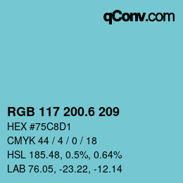 カラーコード: RGB 117 200.6 209 | qconv.com