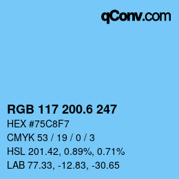 カラーコード: RGB 117 200.6 247 | qconv.com