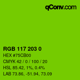 Color code: RGB 117 203 0 | qconv.com