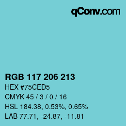 Color code: RGB 117 206 213 | qconv.com