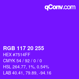 カラーコード: RGB 117 20 255 | qconv.com