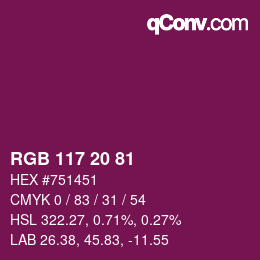 Código de color: RGB 117 20 81 | qconv.com