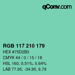 Color code: RGB 117 210 179 | qconv.com