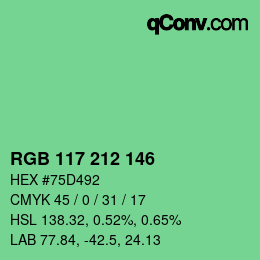 Código de color: RGB 117 212 146 | qconv.com