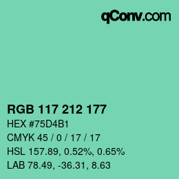 Color code: RGB 117 212 177 | qconv.com