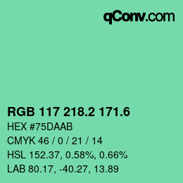 カラーコード: RGB 117 218.2 171.6 | qconv.com