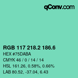 カラーコード: RGB 117 218.2 186.6 | qconv.com