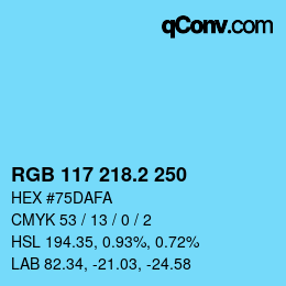 カラーコード: RGB 117 218.2 250 | qconv.com