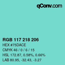 カラーコード: RGB 117 218 206 | qconv.com