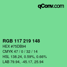 颜色代码: RGB 117 219 148 | qconv.com