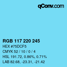 颜色代码: RGB 117 220 245 | qconv.com
