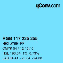 Color code: RGB 117 225 255 | qconv.com