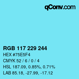 Color code: RGB 117 229 244 | qconv.com