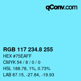 Color code: RGB 117 234.8 255 | qconv.com
