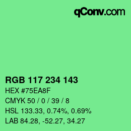 カラーコード: RGB 117 234 143 | qconv.com