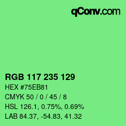 颜色代码: RGB 117 235 129 | qconv.com