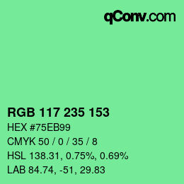 Color code: RGB 117 235 153 | qconv.com