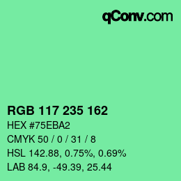 Color code: RGB 117 235 162 | qconv.com