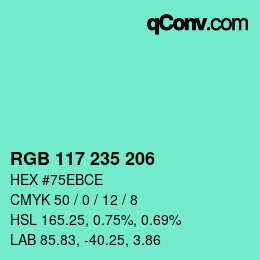 Farbcode: RGB 117 235 206 | qconv.com