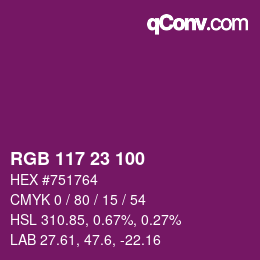 Color code: RGB 117 23 100 | qconv.com