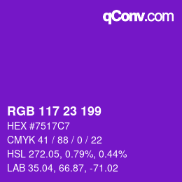 Color code: RGB 117 23 199 | qconv.com