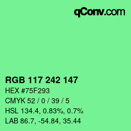 Color code: RGB 117 242 147 | qconv.com