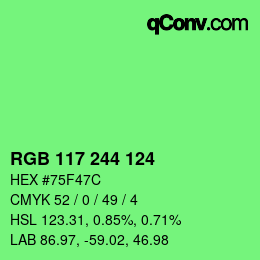Color code: RGB 117 244 124 | qconv.com