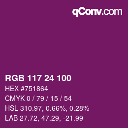 Color code: RGB 117 24 100 | qconv.com