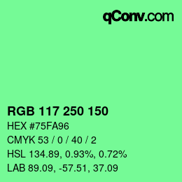 Color code: RGB 117 250 150 | qconv.com