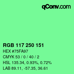 Color code: RGB 117 250 151 | qconv.com