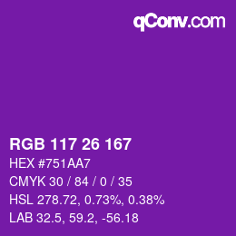 カラーコード: RGB 117 26 167 | qconv.com