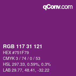 Color code: RGB 117 31 121 | qconv.com