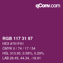 Color code: RGB 117 31 97 | qconv.com