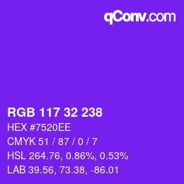 Color code: RGB 117 32 238 | qconv.com