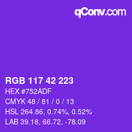 Farbcode: RGB 117 42 223 | qconv.com