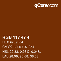 カラーコード: RGB 117 47 4 | qconv.com