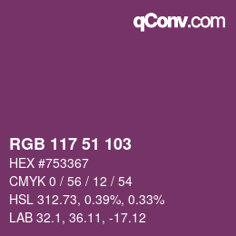 颜色代码: RGB 117 51 103 | qconv.com