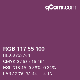 Color code: RGB 117 55 100 | qconv.com