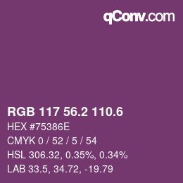 カラーコード: RGB 117 56.2 110.6 | qconv.com
