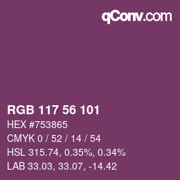 Farbcode: RGB 117 56 101 | qconv.com