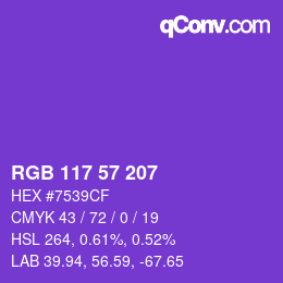 Color code: RGB 117 57 207 | qconv.com