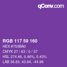 カラーコード: RGB 117 59 160 | qconv.com