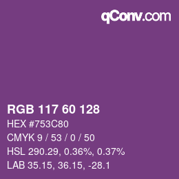 颜色代码: RGB 117 60 128 | qconv.com