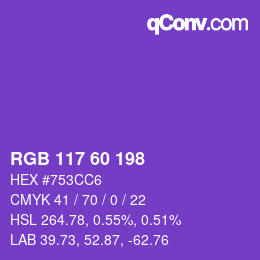 カラーコード: RGB 117 60 198 | qconv.com