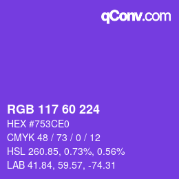 カラーコード: RGB 117 60 224 | qconv.com