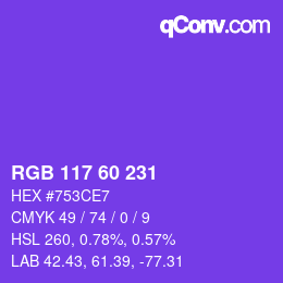 Farbcode: RGB 117 60 231 | qconv.com