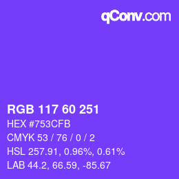 颜色代码: RGB 117 60 251 | qconv.com
