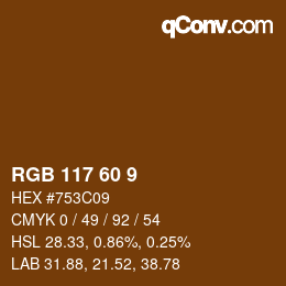 カラーコード: RGB 117 60 9 | qconv.com